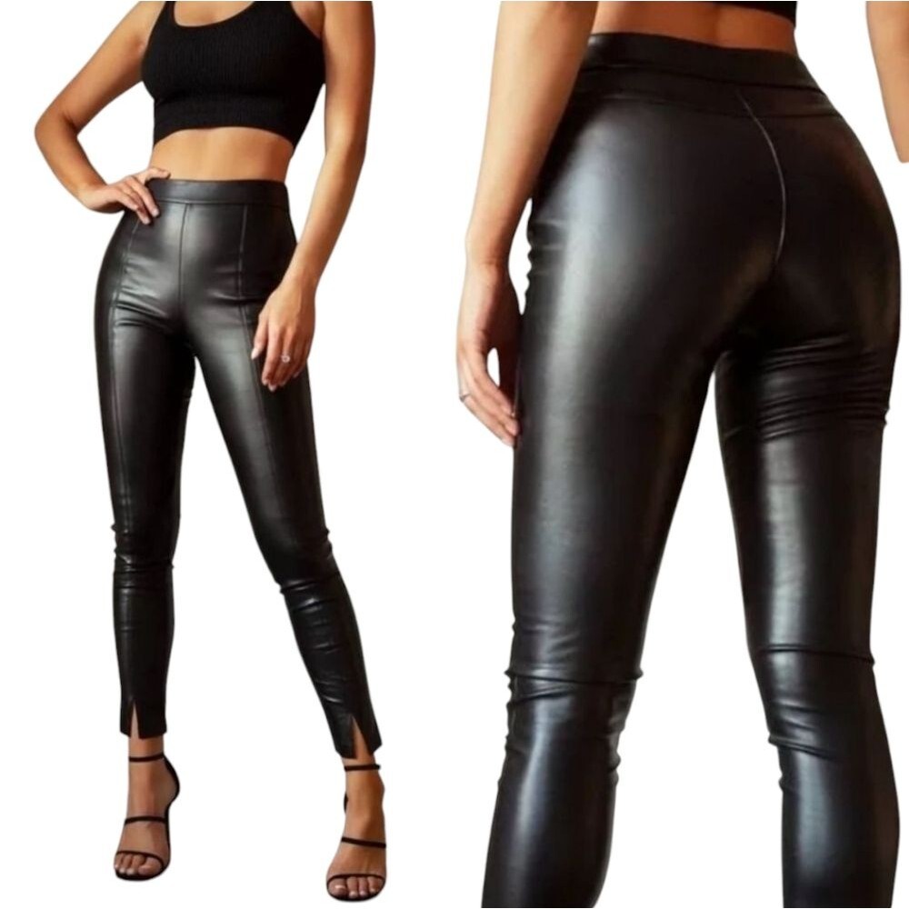 Idem Ditto Nwt Black Faux Leather Skinny Leg Pants Size Medium